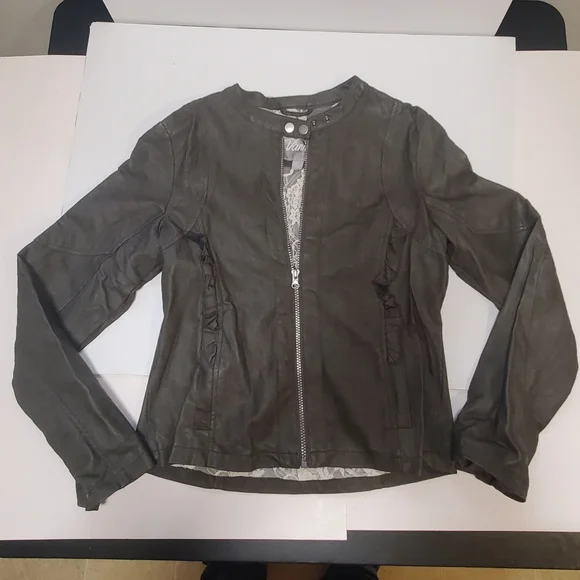Vanity Women's Grey Faux Leather Jacket Size Large - Picture 1 of 10